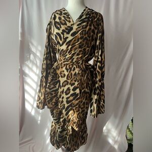 Dalia Macfee Leopard Print Wrap Dress